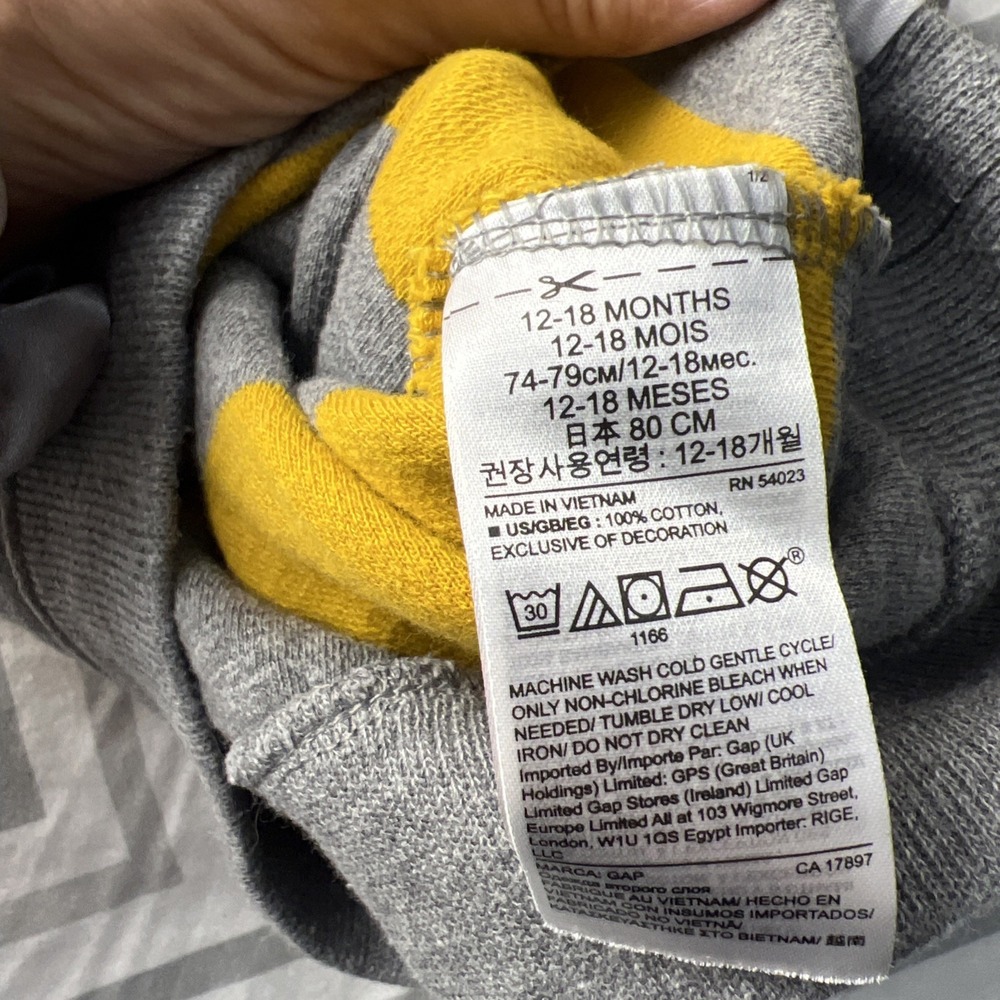 Baby Gap Unisex Hudson‎ Bay Striped Pull Over Sweater Gray Mustard 12-18 months - Picture 4 of 8